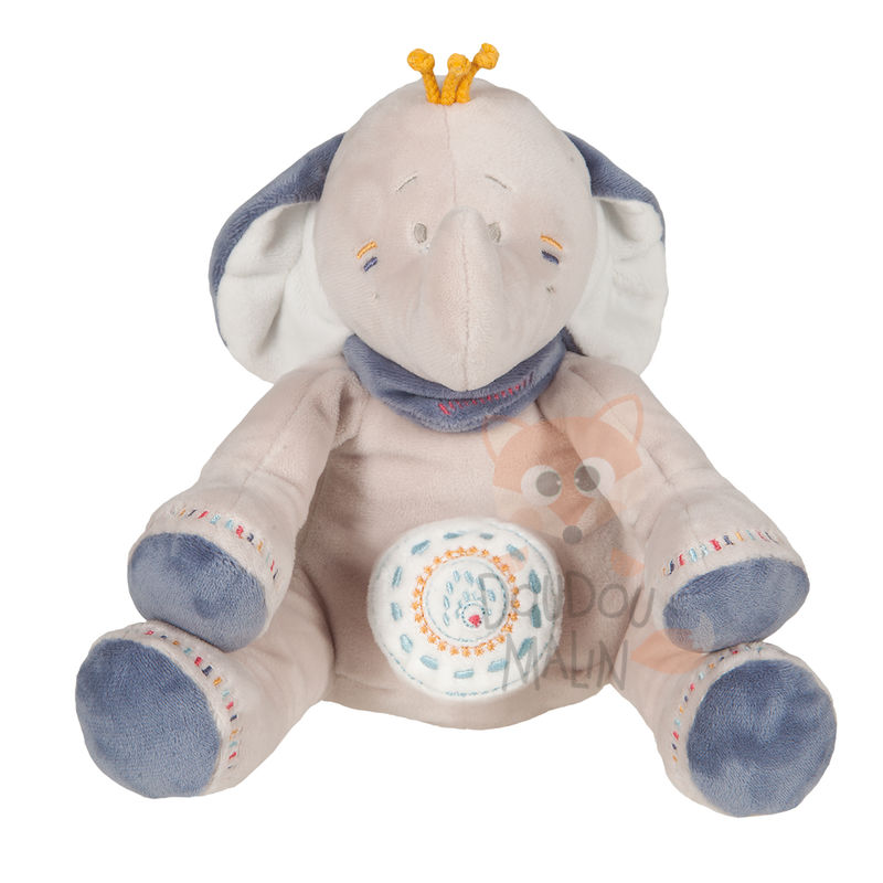 Noukies bao and wapi musical box elephant blue beige 